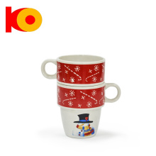 Werbe Snowman Design Ceramic Stapeled Becher mit Griff